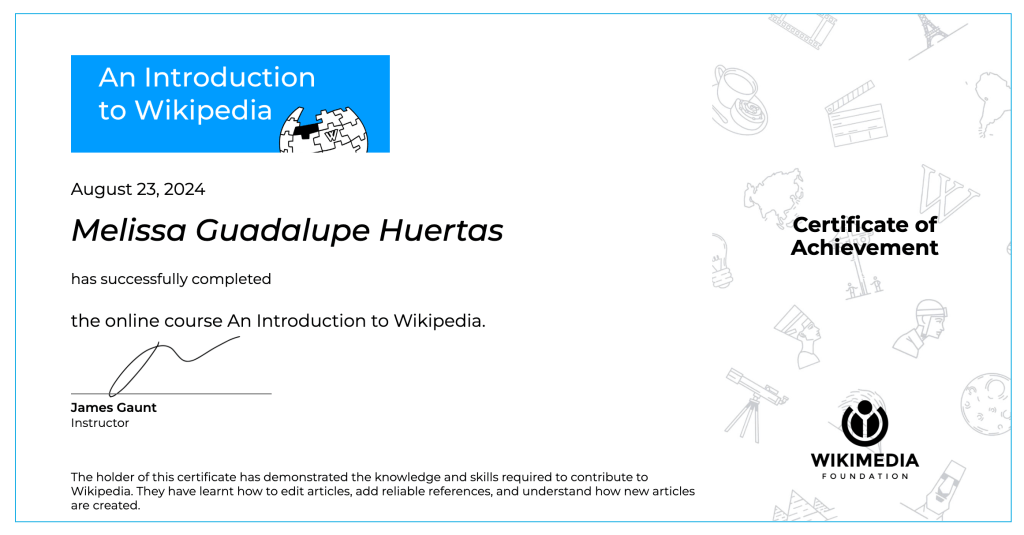 Sample WikiLearn certificate